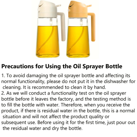 1piece 2-in-1 Portable Oil Sprayer, Olive Oil Mister & Pourer, 470ML Plastic Kitchen Oil Bottle for Cooking, Barbecue, Air Fryer